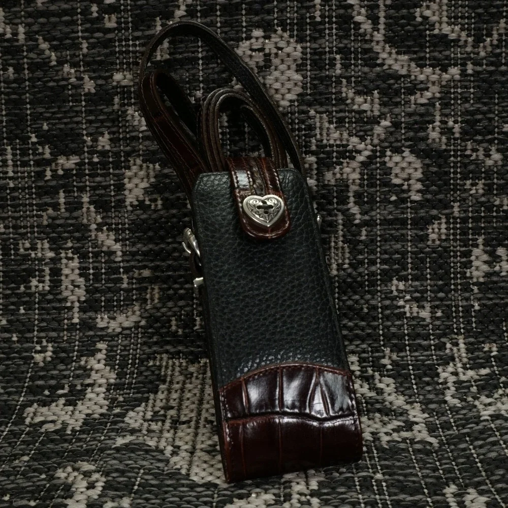 Brighton Croc Embossed Leather Cell Phone Case Crossbody Bag Pouch Gator Western